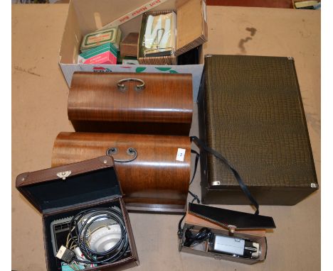 3 vintage sewing machines, a cine-camera and a quantity of sewing accessories.