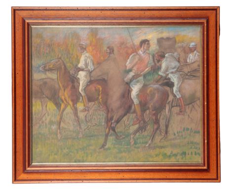 PIERRE-GEORGES JEANNIOT (1848-1934)Polo players, pastel, framed and glazed, 37cm x 58cmProvenance: From The Egerton Place Col