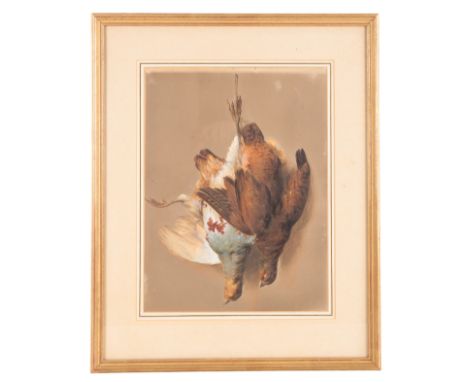 WILLIAM CRUICKSHANK (1848-1922) A brace of partridges hanging from a nailwatercolour on paper, 43cm x 32cm Provenance: The Mc