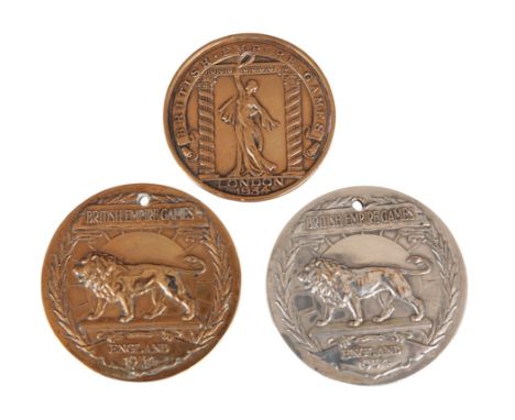 1934 EMPIRE GAMES: MEDALS AWARDED TO SOUTH AFRICAN CYCLIST EDWARD 'TED' CLAYTONcomprising two silver and a bronze (3)Provenan