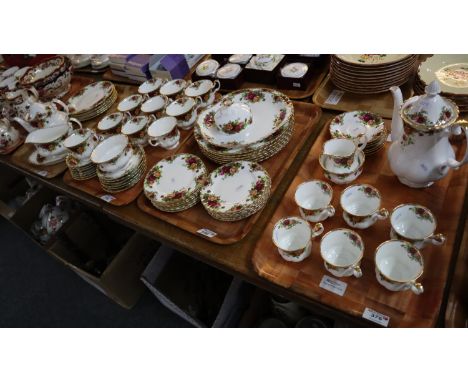 Four trays of Royal Albert bone china 'Old Country Roses' teaware items, various to include; cups, saucers, milk jug, sucrier