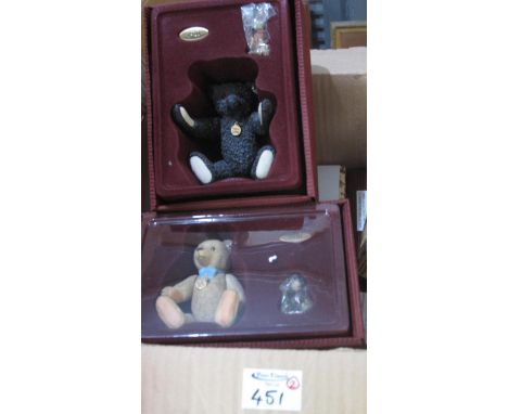 Two boxes containing the Steiff collection bears by Enesco, a Century of Steiff teddy bears wooden stand etc. (B.P. 21% + VAT