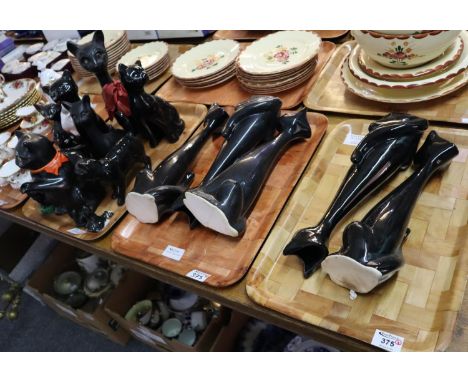 Three trays of modern novelty ceramic black cats. (B.P. 21% + VAT) 