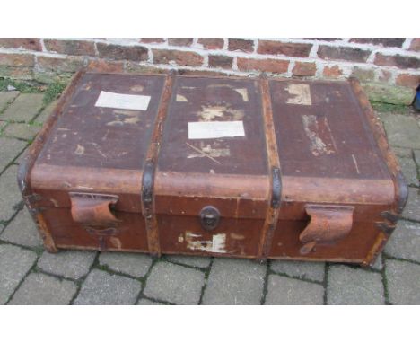 Vintage travel trunk with tray interior