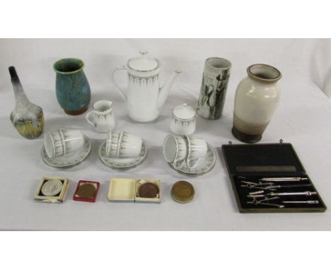 Various ceramics inc Noritake coffee set, Denby and Crown Ducal, Geometry set & rowing medals