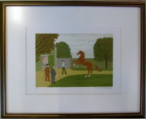 French Artist proof lithograph of a horse racing trainer signed in pencil by Vincent Haddelsey (1934-2010) 54 cm x 44 cm