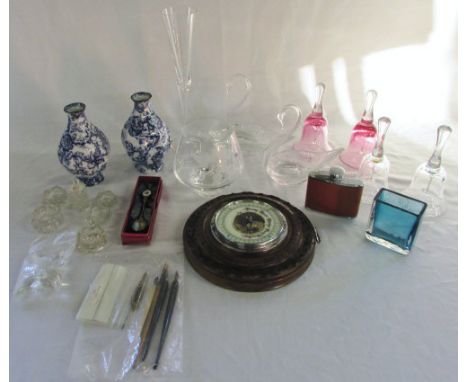Various ceramics and glass ware inc Caithness, barometer etc