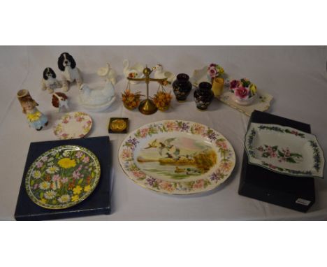 Various ceramics including a Royal Worcester dish, animal figures etc