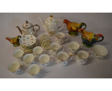 Various ceramics including teapots and a part tea service