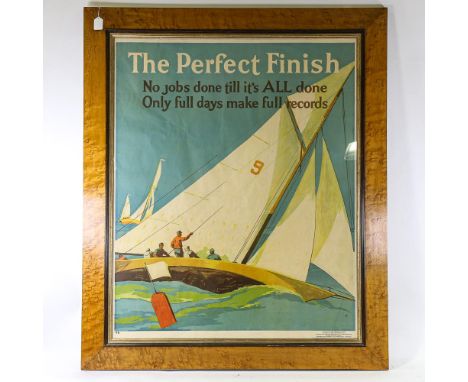 FRANK BEATY - an original America's Cup, sailing poster, in modern maple veneer frame, stamped copyright 1929 Mather & Compan
