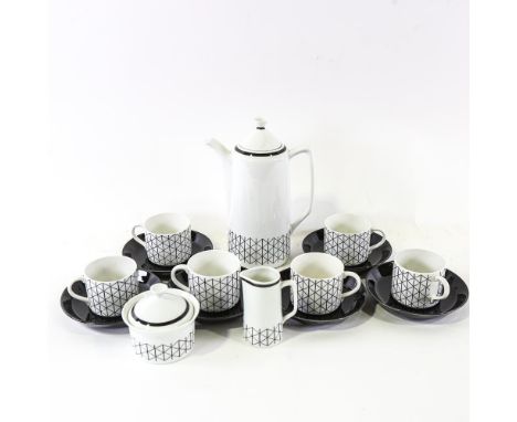 RORSTRAND, Sweden, a "Venezia" 15 piece black and white coffee setGood condition, some light surface scratches. 
