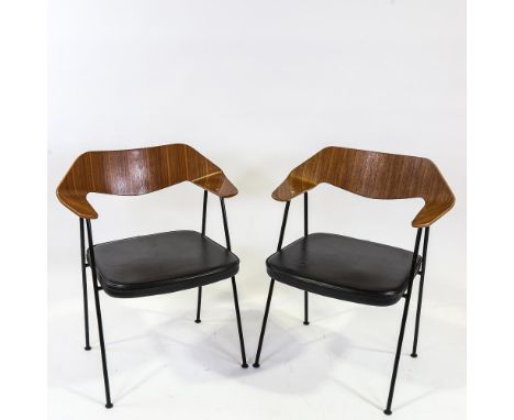 ROBIN DAY - a pair of 675 armchairs by Case Furniture, with maker's label to underside, height 79cmSmall chip to veneer on ar