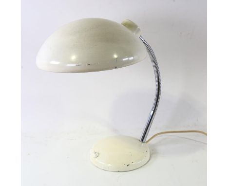 A mid-century Bauhaus design desk lamp, with enamelled metal shade and base, height 40cmGood original condition, some chips t