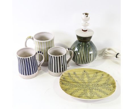 RYE POTTERY, 5 pieces of including and lamp and tankards.Good condition 