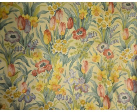 Textiles - a large pair of Sanderson curtains, Salad Days, English spring flowers on cream ground, another pair, 280cm x 170c
