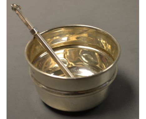 A silver bowl; a sterling silver swizzel stick