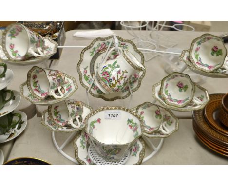 Coalport tea set comprising six cups and saucers, six plates, sugar bowl and cream jug.