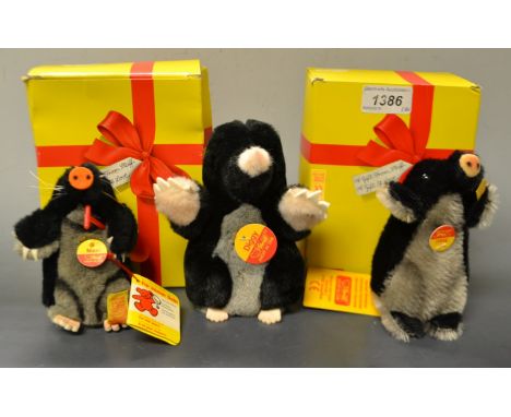 Bears - a set of three Steiff moles, Diggy and a pair of Maxi moles, boxed ( 3)