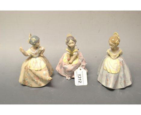 A Lladro figure of a dancing Spanish girl, others similar ( 3 )