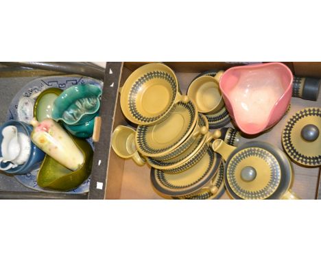 A Goebel part tea service; Ceramics - Bretby platters, a blue and white meat plate, etc.