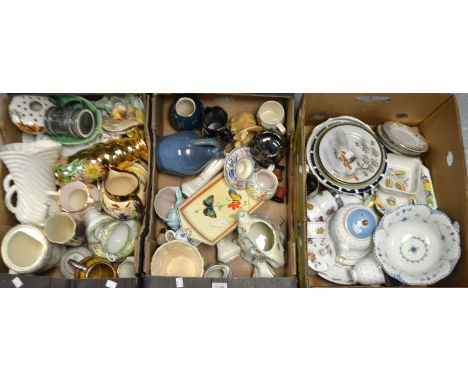 Ceramics - a Poole pottery jug, rose bowl;  Susie cooper tableware;  Royal Worcester;  Sylvac etc (3 boxes)