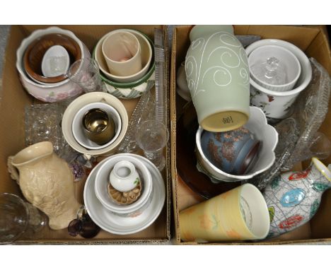 Ceramics and Glass - A Denby Ferndale stoneware vase; a Langley ware vase incised with flowers and leaves; a Portmeirion Bota
