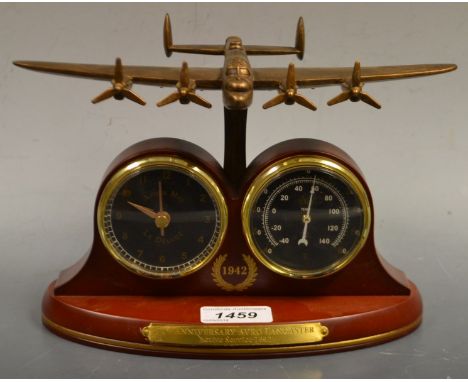 A 70th Anniversary Avro Lancaster desk clock/barometer, Active service 1942