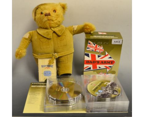  A  Merrythought  Homeguard bear with certificates 262/1000 ;  a Dad`s army BBC TV series complete DVD box set series 1-9