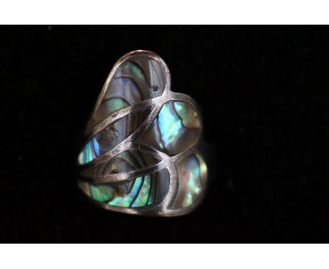 Silver dress ring set with abalone