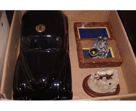 Dartmouth pottery car together with a Myth &amp; magic figure &amp; others 