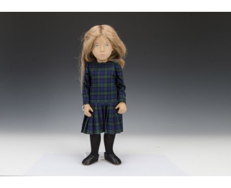 A Trendon Limited Edition Sasha doll Kiltie, 1983, with long light brown real hair, Black Watch tartan dress with wrist tag a