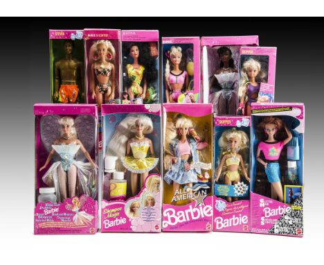 Twenty-eight 1990s Barbie and friends dolls: including five All American Barbie, three Shampoo Magic, four Glitter Hair Barbi