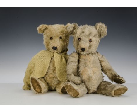 Two Chiltern Hugmee teddy bears, 1950s, one with pressure-operated musical mechanism and blonde mohair, the other with light 