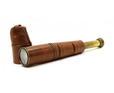 An early 20th century four draw brass telescope, by J. J. Dallmeyer of London, with broad arrow `crows foot' mark and dated 1