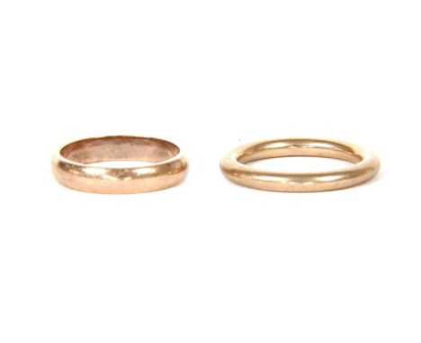 A 9ct gold wedding ring, 3.57g, and another 9ct gold wedding ring, 5.23g
