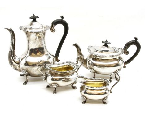 A four piece silver tea and coffee set, by Cooper Brother &amp; Sons, Sheffield, 1909