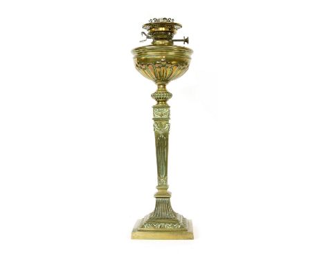 A Benetfink, London, Hinks brass oil lamp, 84cm high