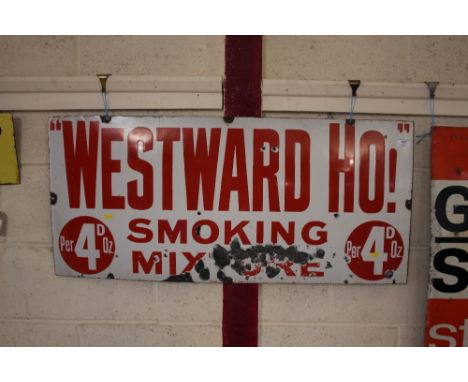 An enamel "Westwood Ho Smoking Mixture" advertising sign, 18" x 40"
