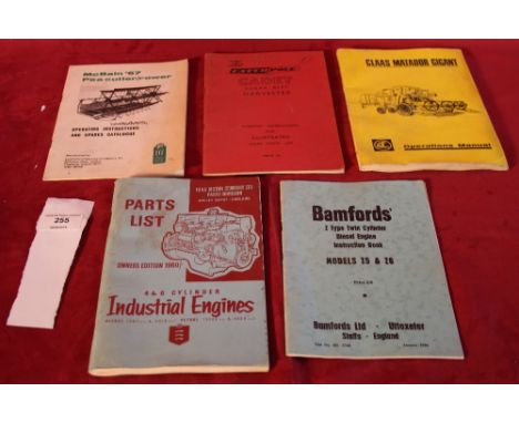 Five various machinery booklets, including a McBain 1967 pea cutter/rower, Cadet sugar beet harvester, Claas Matador Gigigant
