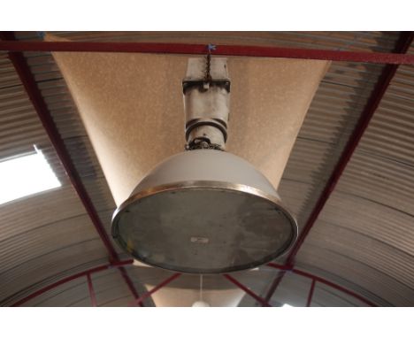A large grey hanging industrial lamp 