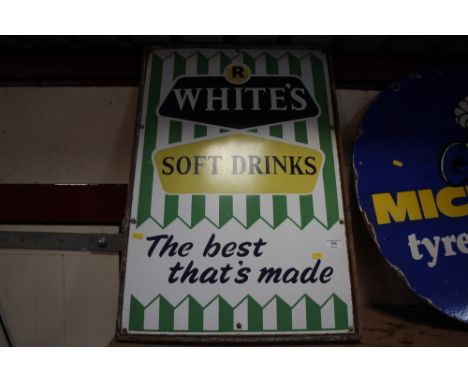 An enamel "R Whites Lemonade" advertising sign 30" x 20"