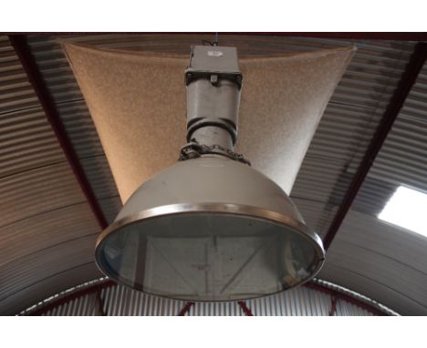 A large grey hanging industrial lamp 