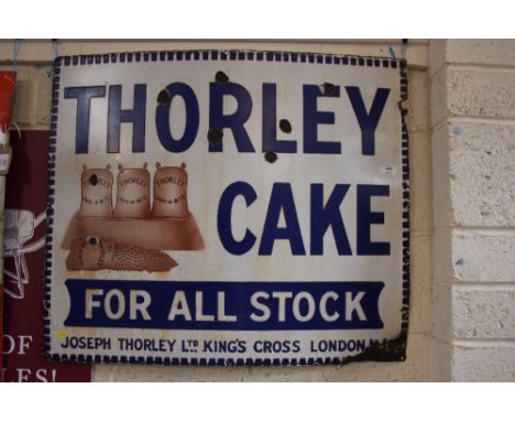 An enamel "Thorley Cake" advertising sign, 27" x 32"