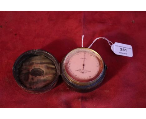 A leather cased pocket barometer by J H Steward of London 