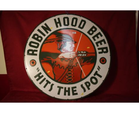 A circular enamel "Robin Hood Beer" advertising sign 36" dia.