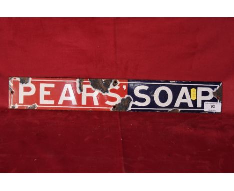 A vintage enamel "Pears Soap" advertising sign, 3" x 18.5" 