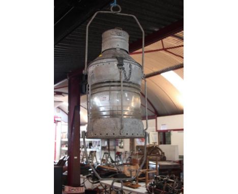 An old galvanised ships anchor light 