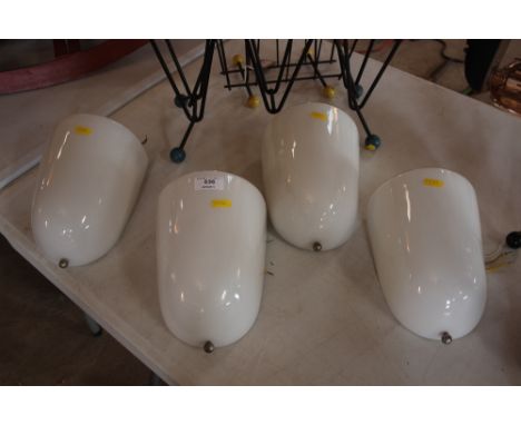 Four Art Deco design glass and enamel wall lights 