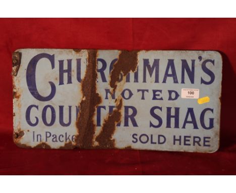 A vintage enamel "Churchmans" advertising sign, 8.5" x 18"  AF