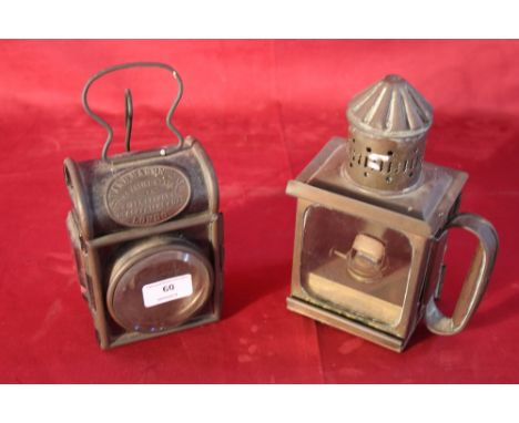 A Shand Mason &amp; Co. fireman's lamp and a brass cased vintage lamp